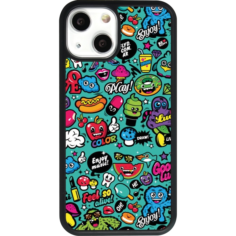 iPhone 13 mini Case Hülle - Silikon schwarz Cartoons old school