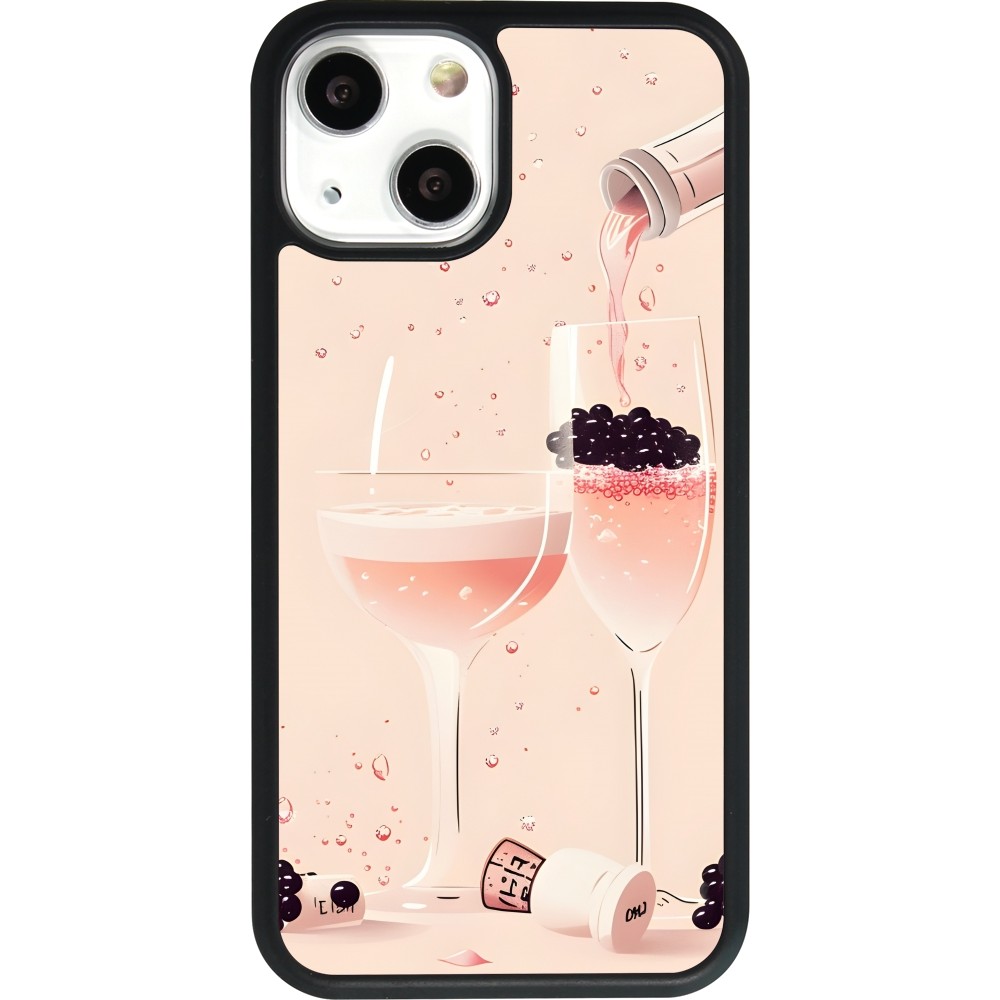 iPhone 13 mini Case Hülle - Silikon schwarz Champagne Pouring Pink