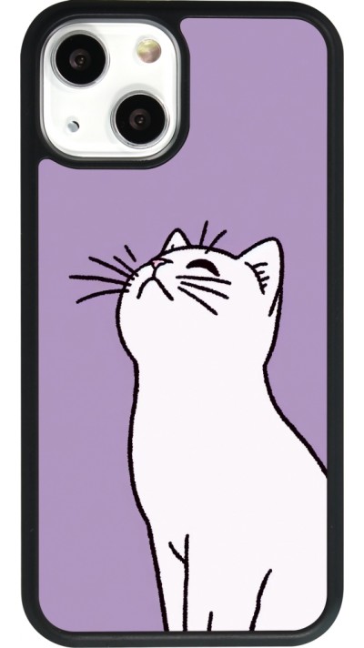iPhone 13 mini Case Hülle - Silikon schwarz Chat auf lila Hintergrund