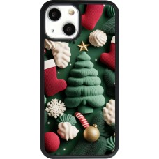 Coque iPhone 13 mini - Silicone rigide noir Christmas 25 Christmas textiles