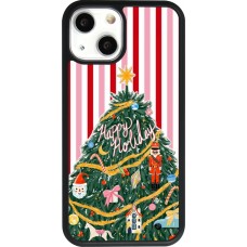 Coque iPhone 13 mini - Silicone rigide noir Christmas 25 Happy Holiday