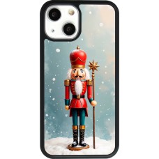 Coque iPhone 13 mini - Silicone rigide noir Christmas 25 Nutcracker Snow