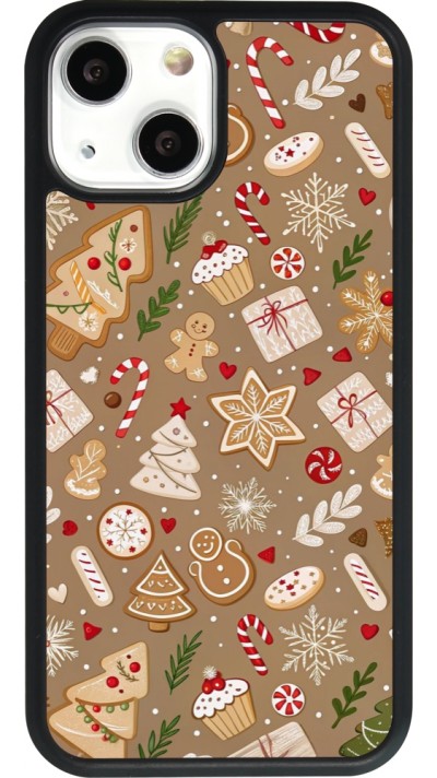 Coque iPhone 13 mini - Silicone rigide noir Christmas 25 Pattern Ginger Cookie