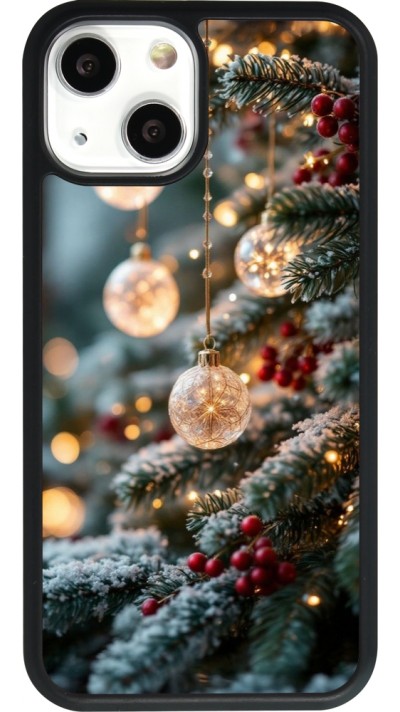 Coque iPhone 13 mini - Silicone rigide noir Christmas 25 Xmas Decorated Tree