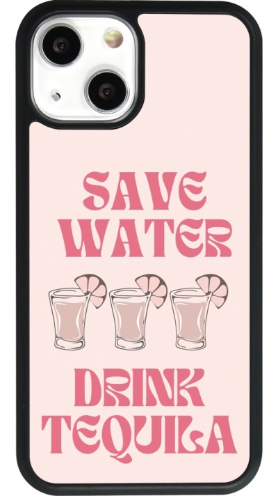Coque iPhone 13 mini - Silicone rigide noir Cocktail Save Water Drink Tequila