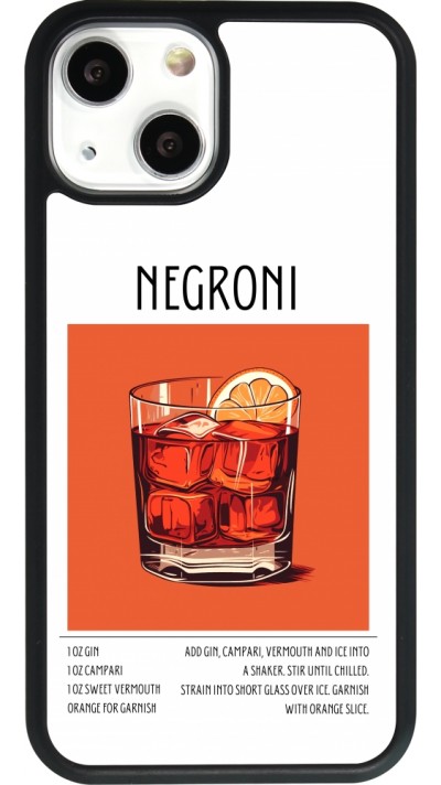 Coque iPhone 13 mini - Silicone rigide noir Cocktail recette Negroni