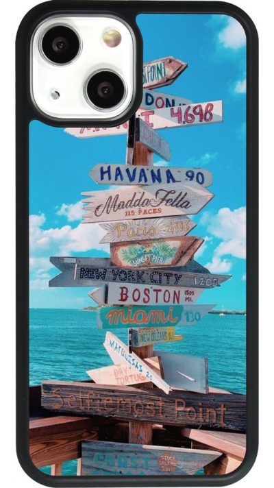 Coque iPhone 13 mini - Silicone rigide noir Cool Cities Directions