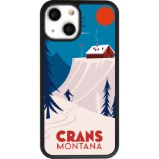 Coque iPhone 13 mini - Silicone rigide noir Crans-Montana Cabane