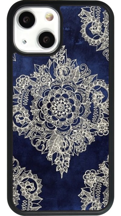 Coque iPhone 13 mini - Silicone rigide noir Cream Flower Moroccan