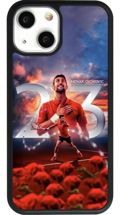 Coque iPhone 13 mini - Silicone rigide noir Djokovic 23 Grand Slam