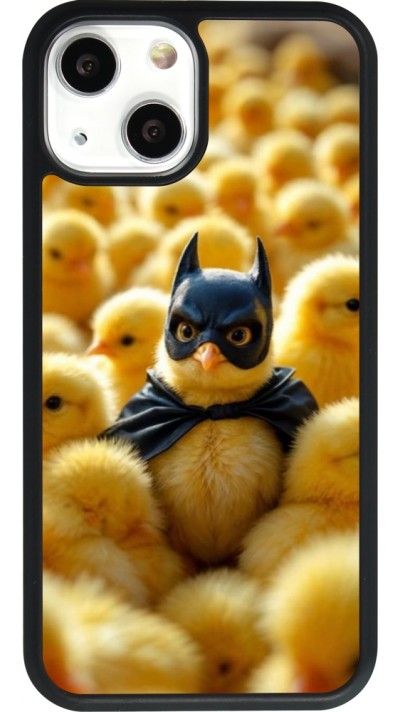 Coque iPhone 13 mini - Silicone rigide noir Easter 2026 Chicken Batman