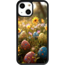 Coque iPhone 13 mini - Silicone rigide noir Easter 2026 Decorated eggs
