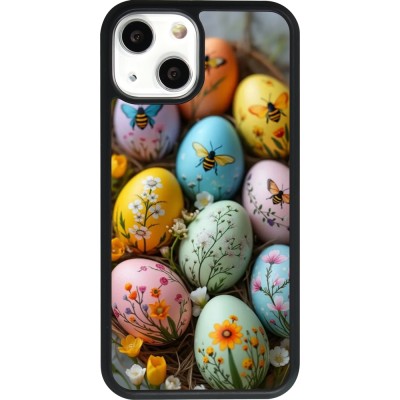 Coque iPhone 13 mini - Silicone rigide noir Easter 2026 Eggs with bees