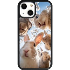 Coque iPhone 13 mini - Silicone rigide noir Easter 2026 Rabbits