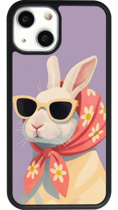 Coque iPhone 13 mini - Silicone rigide noir Easter 2026 Rabbit with scarf