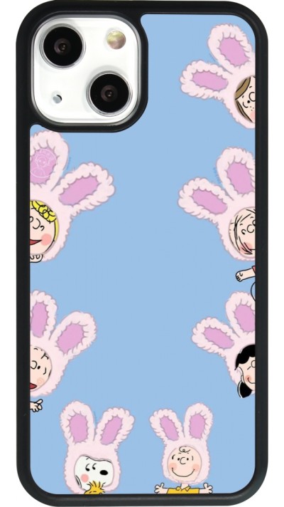 Coque iPhone 13 mini - Silicone rigide noir Easter 2026 Snoopy