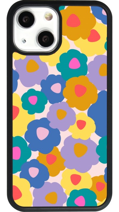Coque iPhone 13 mini - Silicone rigide noir Easter 2024 flower power