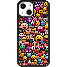 iPhone 13 mini Case Hülle - Silikon schwarz Emoji Mix Farbe