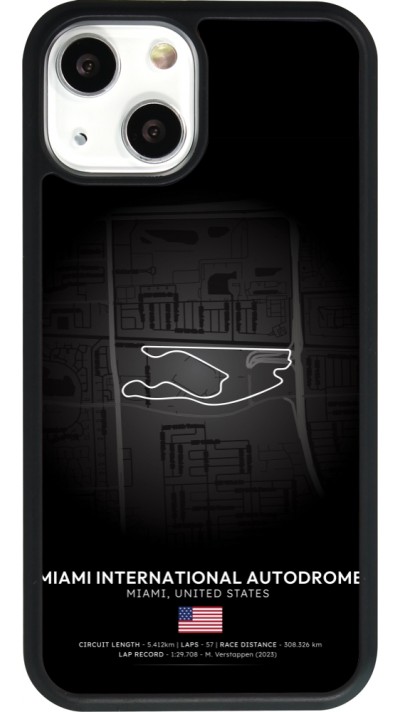 Coque iPhone 13 mini - Silicone rigide noir F1 Track 2025 Miami