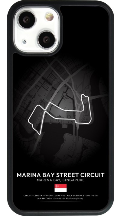 Coque iPhone 13 mini - Silicone rigide noir F1 Track 2025 Singapore