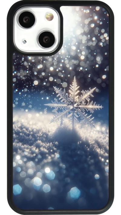 iPhone 13 mini Case Hülle - Silikon schwarz Schneeflocke Solar Glanz