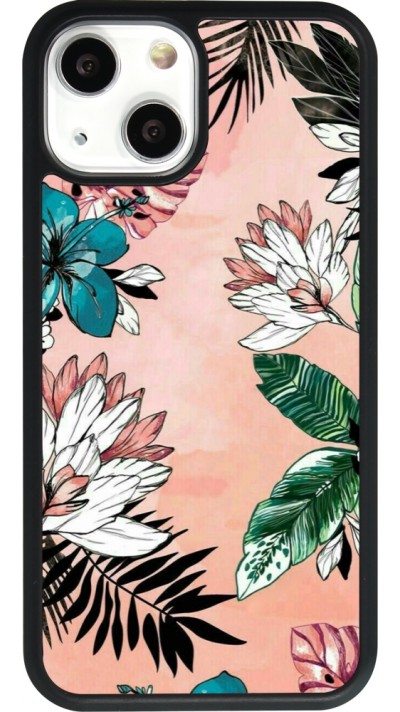 Coque iPhone 13 mini - Silicone rigide noir Flowers Artprint