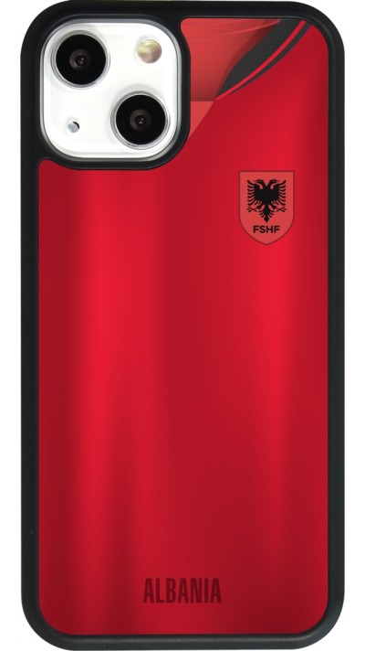 Coque iPhone 13 mini - Silicone rigide noir Maillot de football Albanie personnalisable