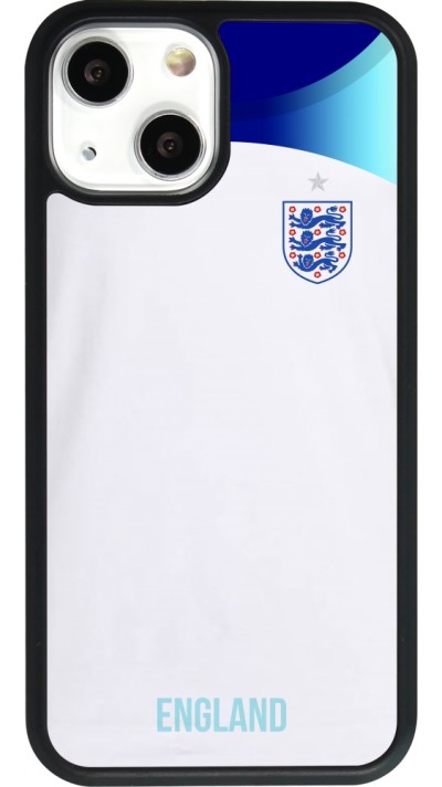 Coque iPhone 13 mini - Silicone rigide noir Maillot de football Angleterre 2022 personnalisable