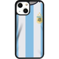 Coque iPhone 13 mini - Silicone rigide noir Maillot de football Argentine 2022 personnalisable