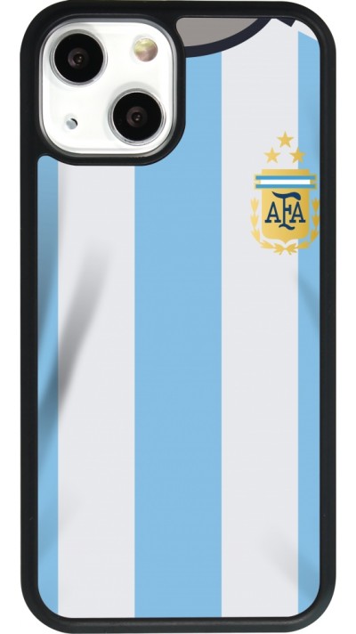 Coque iPhone 13 mini - Silicone rigide noir Maillot de football Argentine 2022 personnalisable