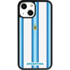 Coque iPhone 13 mini - Silicone rigide noir Maillot de football Argentine 2026 personnalisable
