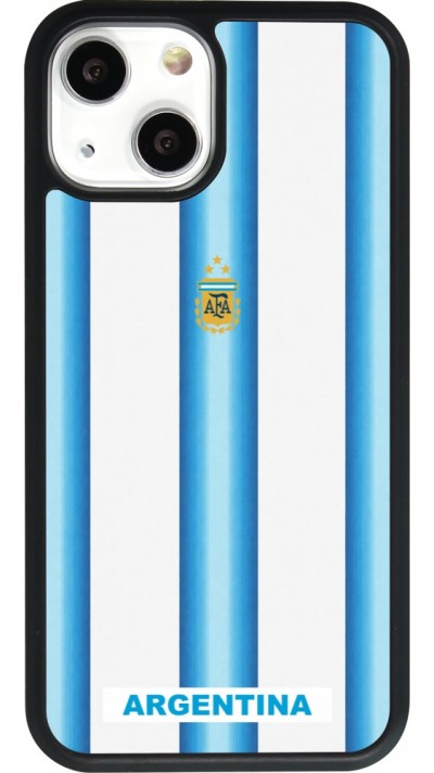 Coque iPhone 13 mini - Silicone rigide noir Maillot de football Argentine 2026 personnalisable