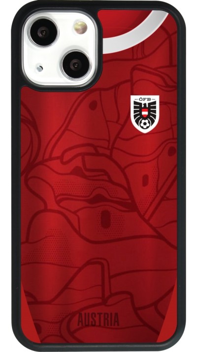 Coque iPhone 13 mini - Silicone rigide noir Maillot de football Autriche personnalisable