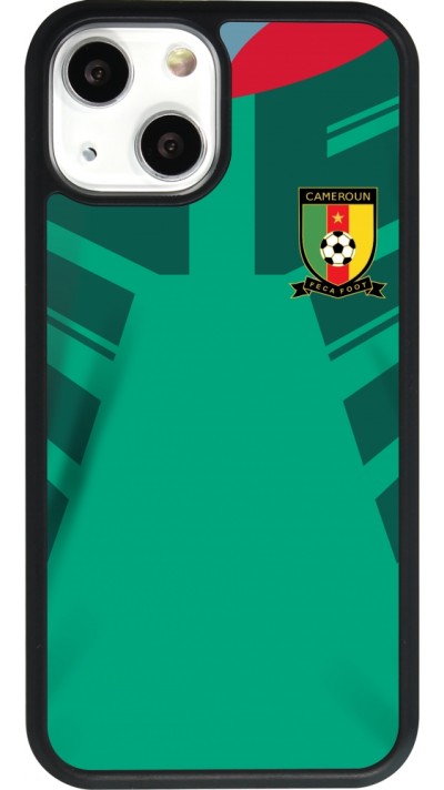 Coque iPhone 13 mini - Silicone rigide noir Maillot de football Cameroun 2022 personnalisable