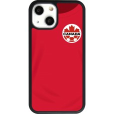 Coque iPhone 13 mini - Silicone rigide noir Maillot de football Canada 2022 personnalisable