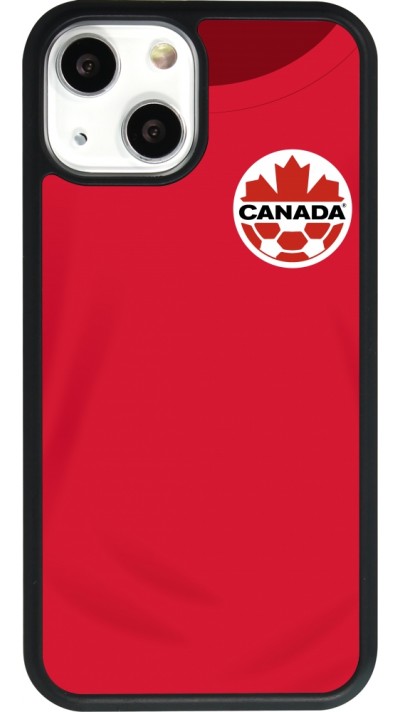 Coque iPhone 13 mini - Silicone rigide noir Maillot de football Canada 2022 personnalisable