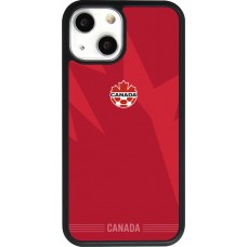Coque iPhone 13 mini - Silicone rigide noir Maillot de football Canada 2026 personnalisable