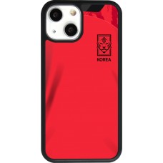 Coque iPhone 13 mini - Silicone rigide noir Maillot de football Corée du Sud 2022 personnalisable