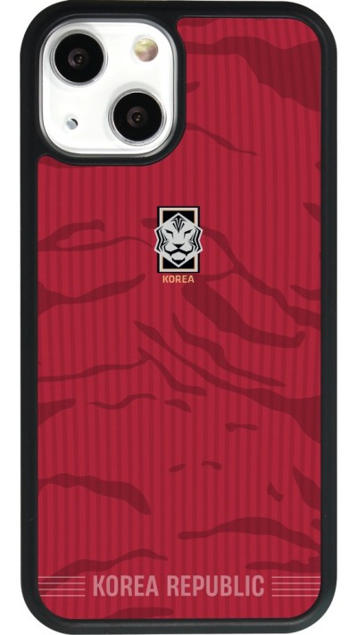 Coque iPhone 13 mini - Silicone rigide noir Maillot de football Corée du Sud 2026 personnalisable