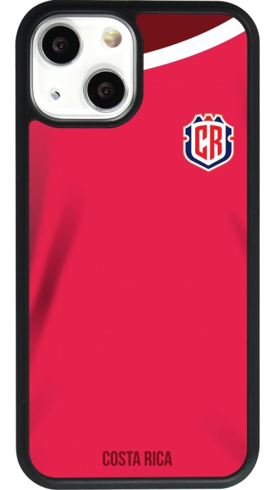 Coque iPhone 13 mini - Silicone rigide noir Maillot de football Costa Rica 2022 personnalisable