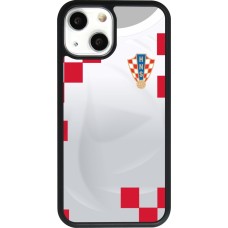 Coque iPhone 13 mini - Silicone rigide noir Maillot de football Croatie 2022 personnalisable
