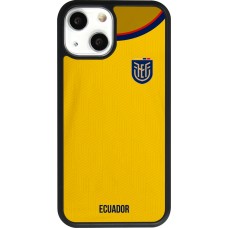 Coque iPhone 13 mini - Silicone rigide noir Maillot de football Equateur 2022