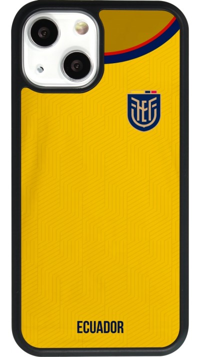 Coque iPhone 13 mini - Silicone rigide noir Maillot de football Equateur 2022