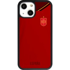 Coque iPhone 13 mini - Silicone rigide noir Maillot de football Espagne 2022 personnalisable
