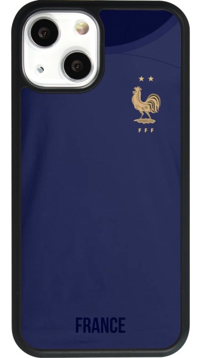 Coque iPhone 13 mini - Silicone rigide noir Maillot de football France 2022 personnalisable
