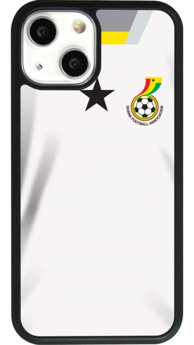 Coque iPhone 13 mini - Silicone rigide noir Maillot de football Ghana 2022 personnalisable