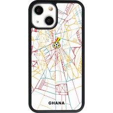 Coque iPhone 13 mini - Silicone rigide noir Maillot de football Ghana 2026 personnalisable