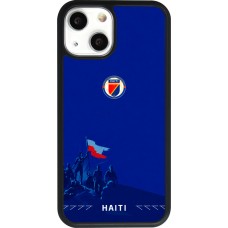 Coque iPhone 13 mini - Silicone rigide noir Maillot de football Haiti 2026 personnalisable