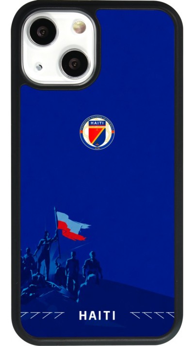 Coque iPhone 13 mini - Silicone rigide noir Maillot de football Haiti 2026 personnalisable