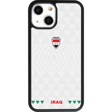 Coque iPhone 13 mini - Silicone rigide noir Maillot de football Irak 2026 personnalisable